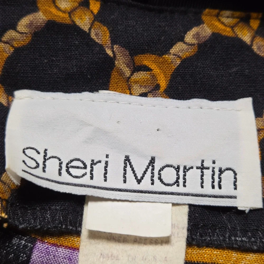 Vintage Sheri Martin Rayon Open Front Jacket Geometric M Maximalist 80s 90s